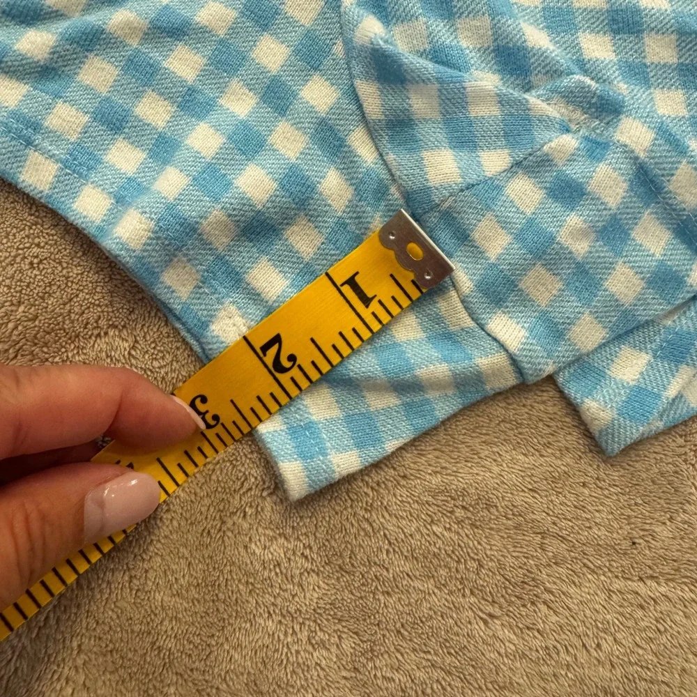 KIKIT Gingham Pajama Set Blue White Henley Tank Shorts Loungewear Sz XL